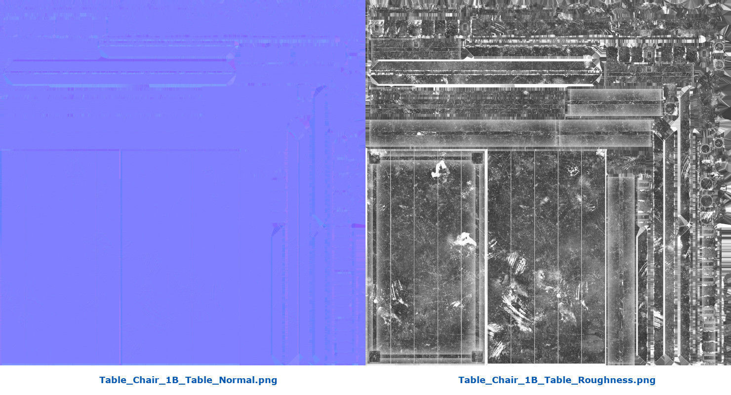 Table And Chair 1B Low-poly 3D model_11