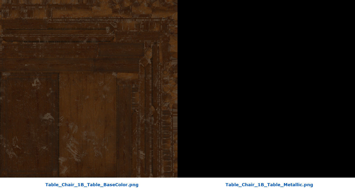 Table And Chair 1B Low-poly 3D model_10