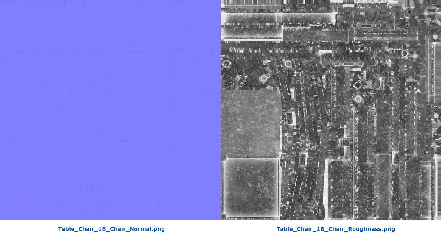 Table And Chair 1B Low-poly 3D model_8