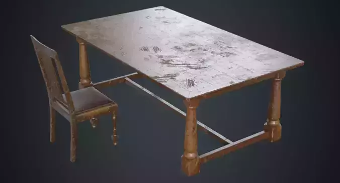 Table And Chair 1B Low-poly 3D model