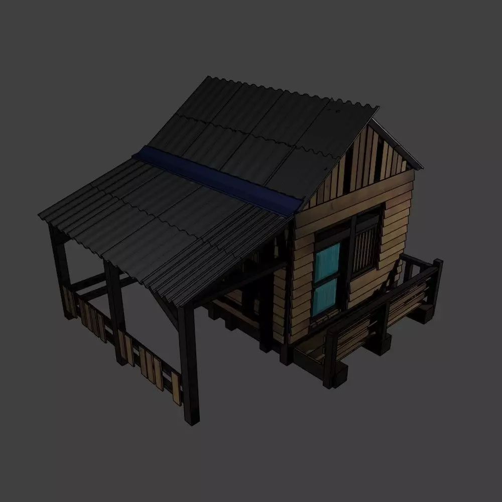 house wood Free 3D model_0
