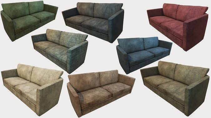 Old Dirty Couches PBR Low-poly 3D model