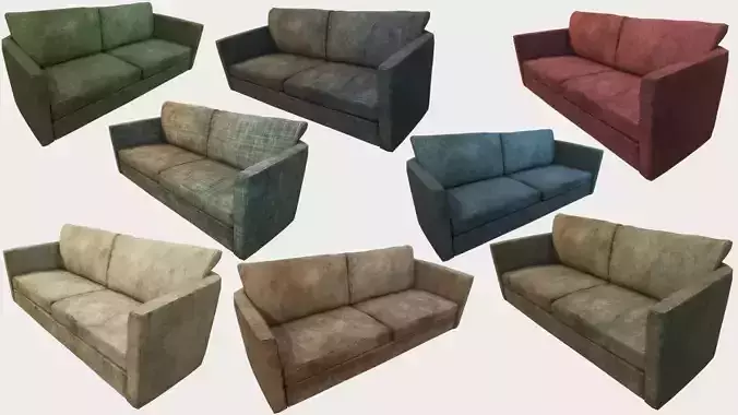 Old Dirty Couches PBR Low-poly 3D model