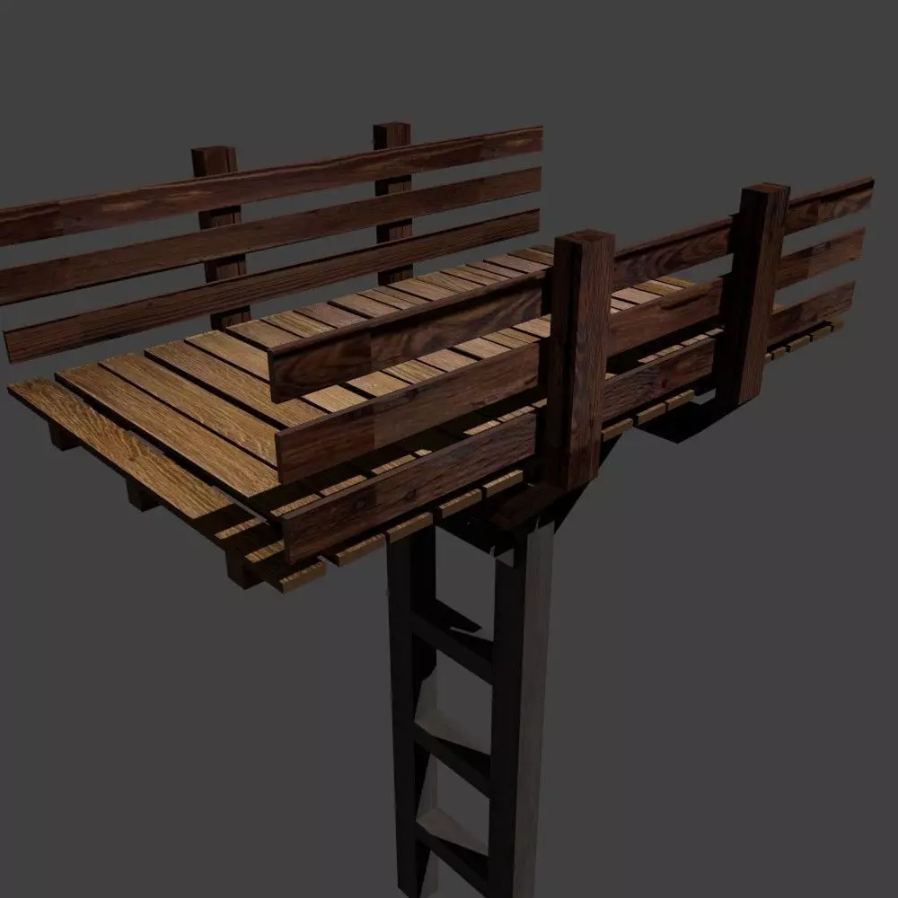 bridge wooden Free 3D model_0