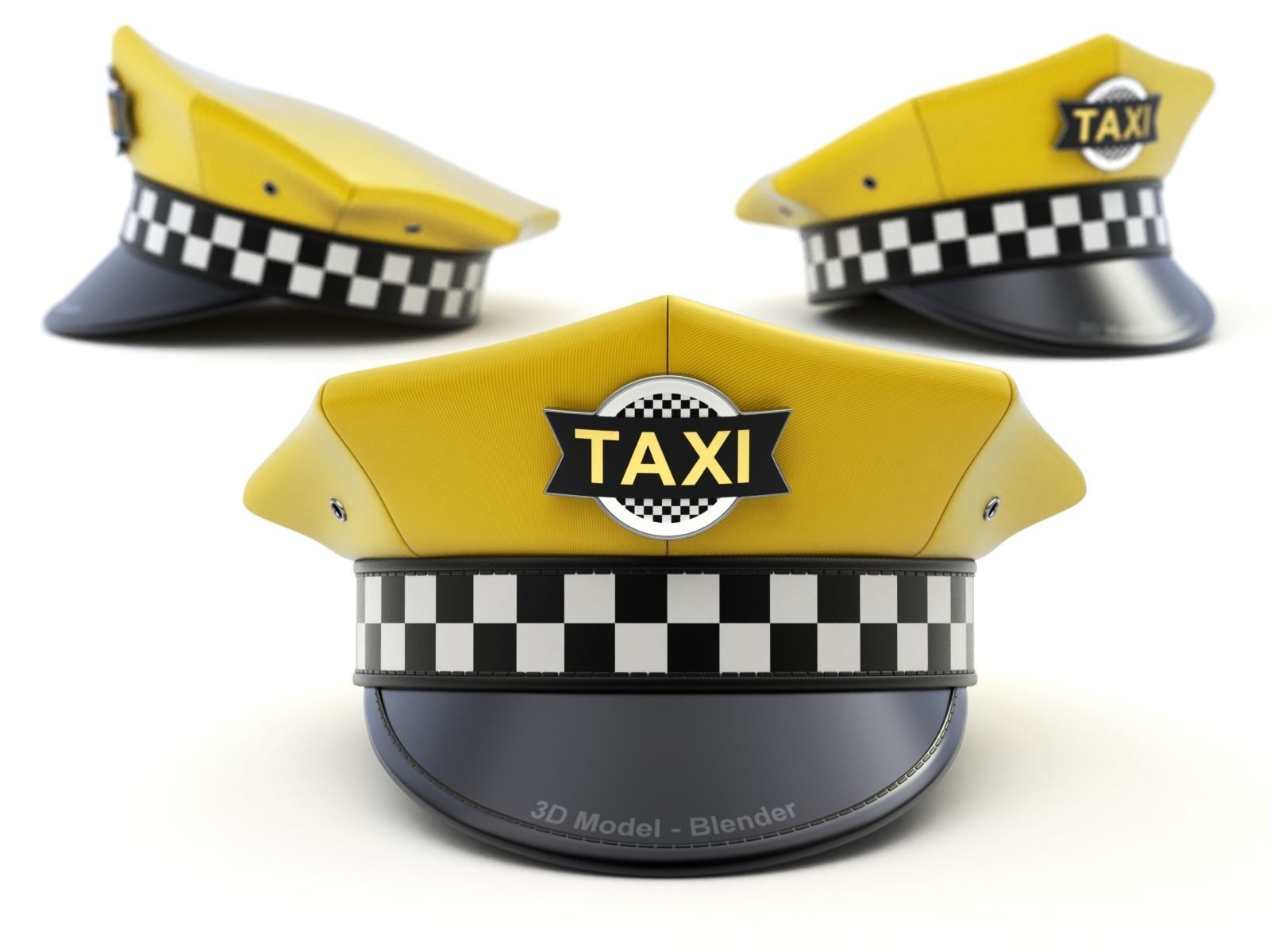 Yellow Taxi Cap 3D model_8