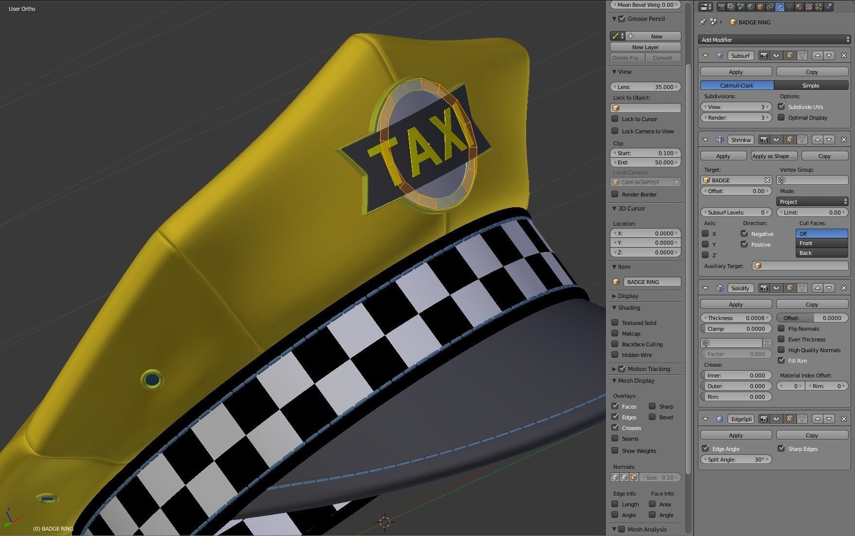 Yellow Taxi Cap 3D model_19