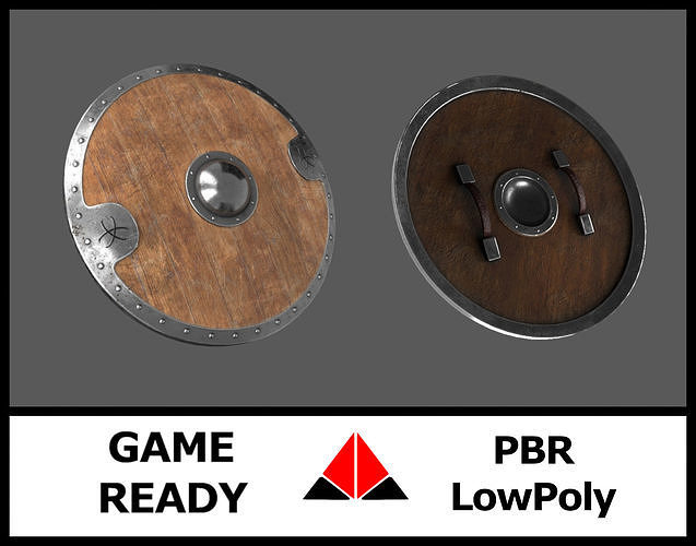 Wooden Shield Low-poly 3D model