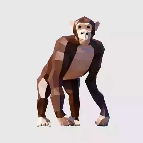 Chimpanzee low polygonal monkey Low-poly 3D model