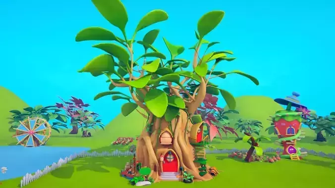 Asset - Cartoons - Background- Farm - Hight Poly 3D model