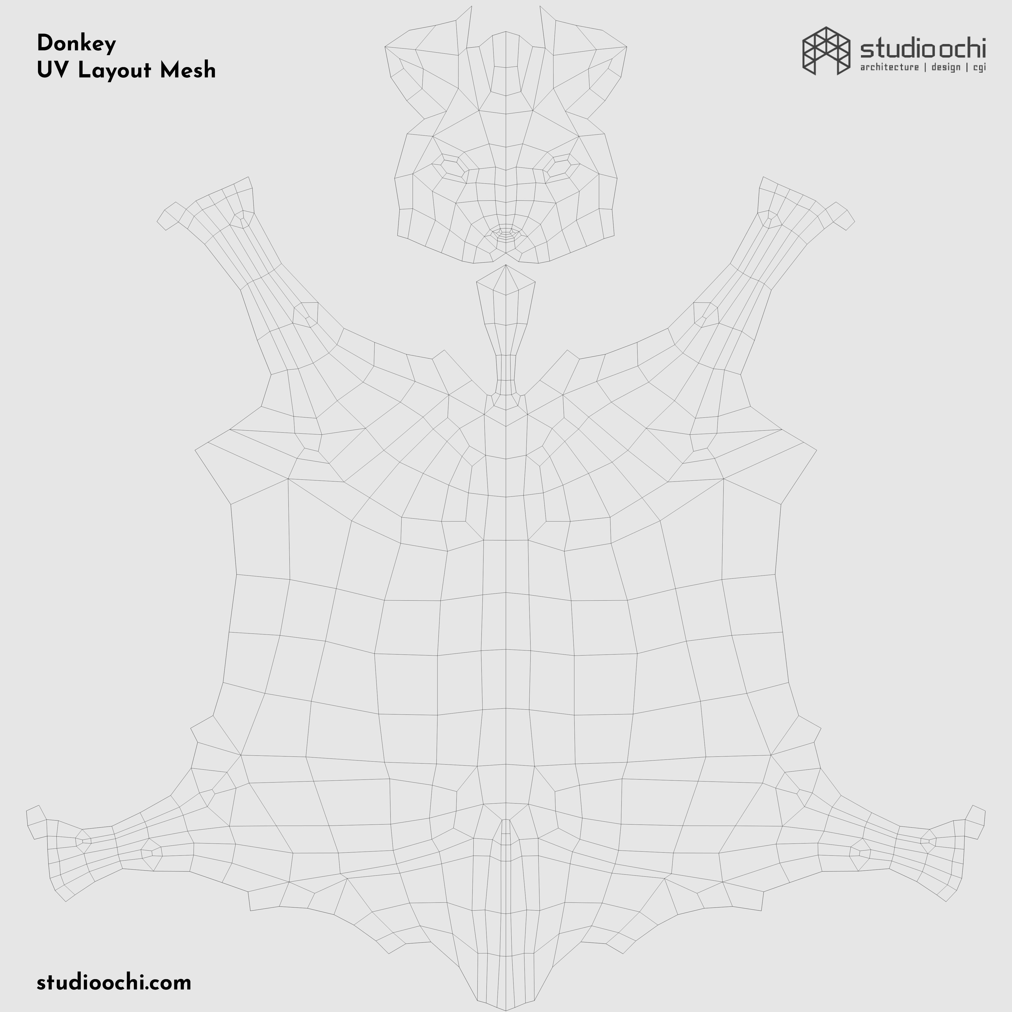 Donkey in low polygons Low-poly 3D model_1