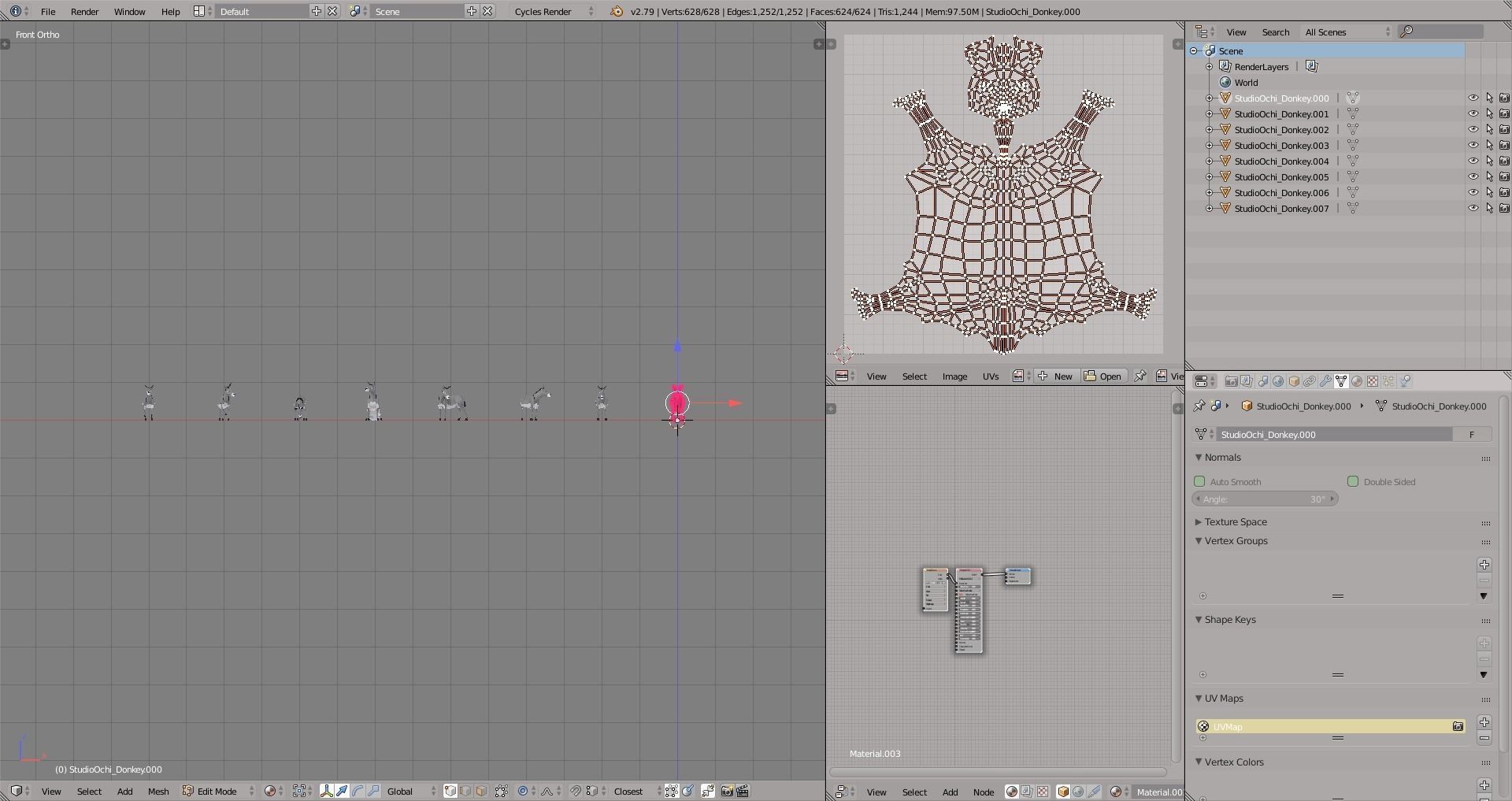 Donkey in low polygons Low-poly 3D model_2