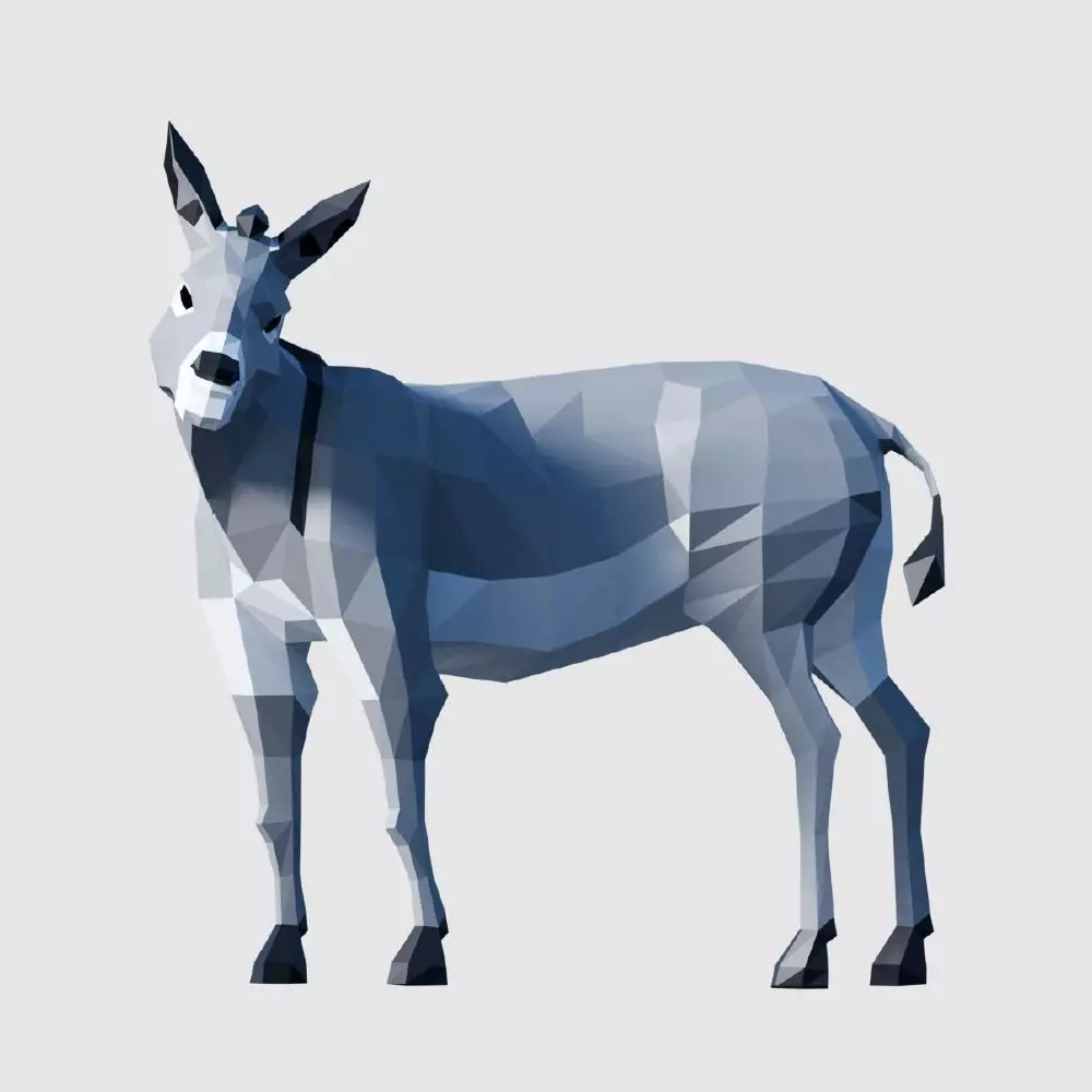 Donkey in low polygons Low-poly 3D model_0