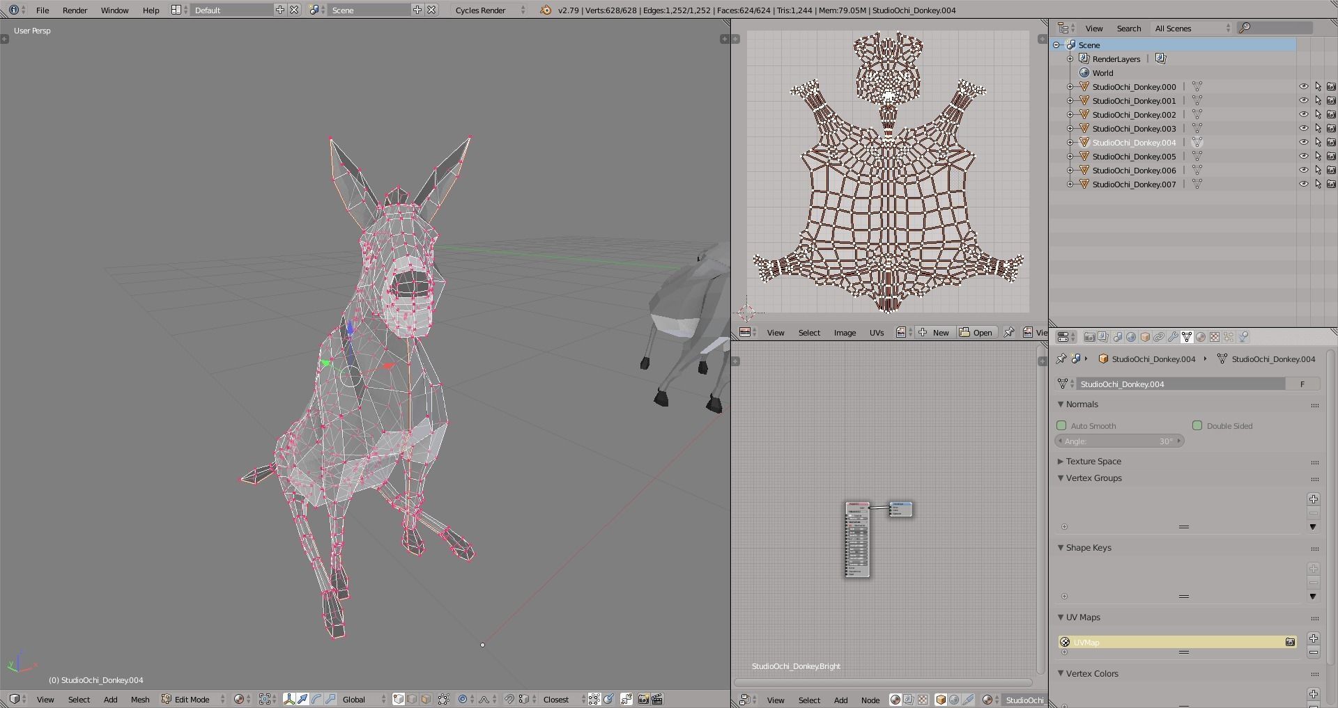 Donkey in low polygons Low-poly 3D model_7