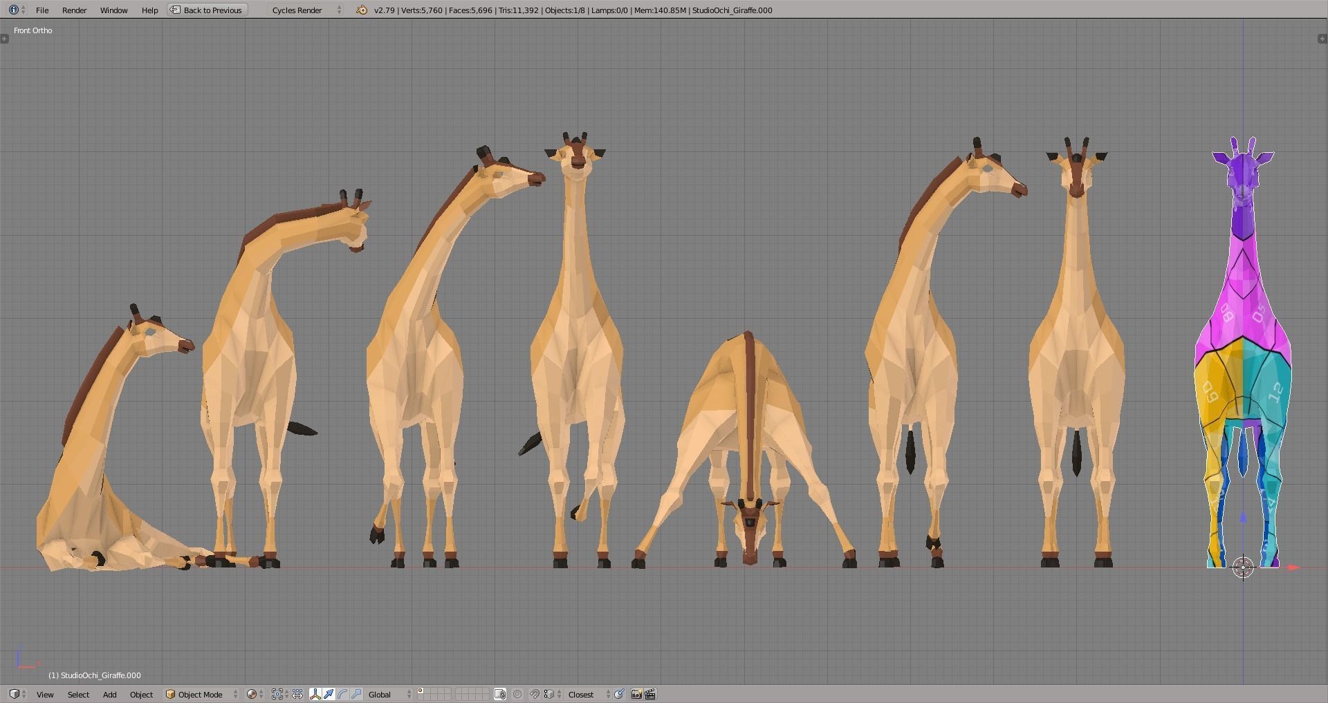 Giraffe Low-poly 3D model_5
