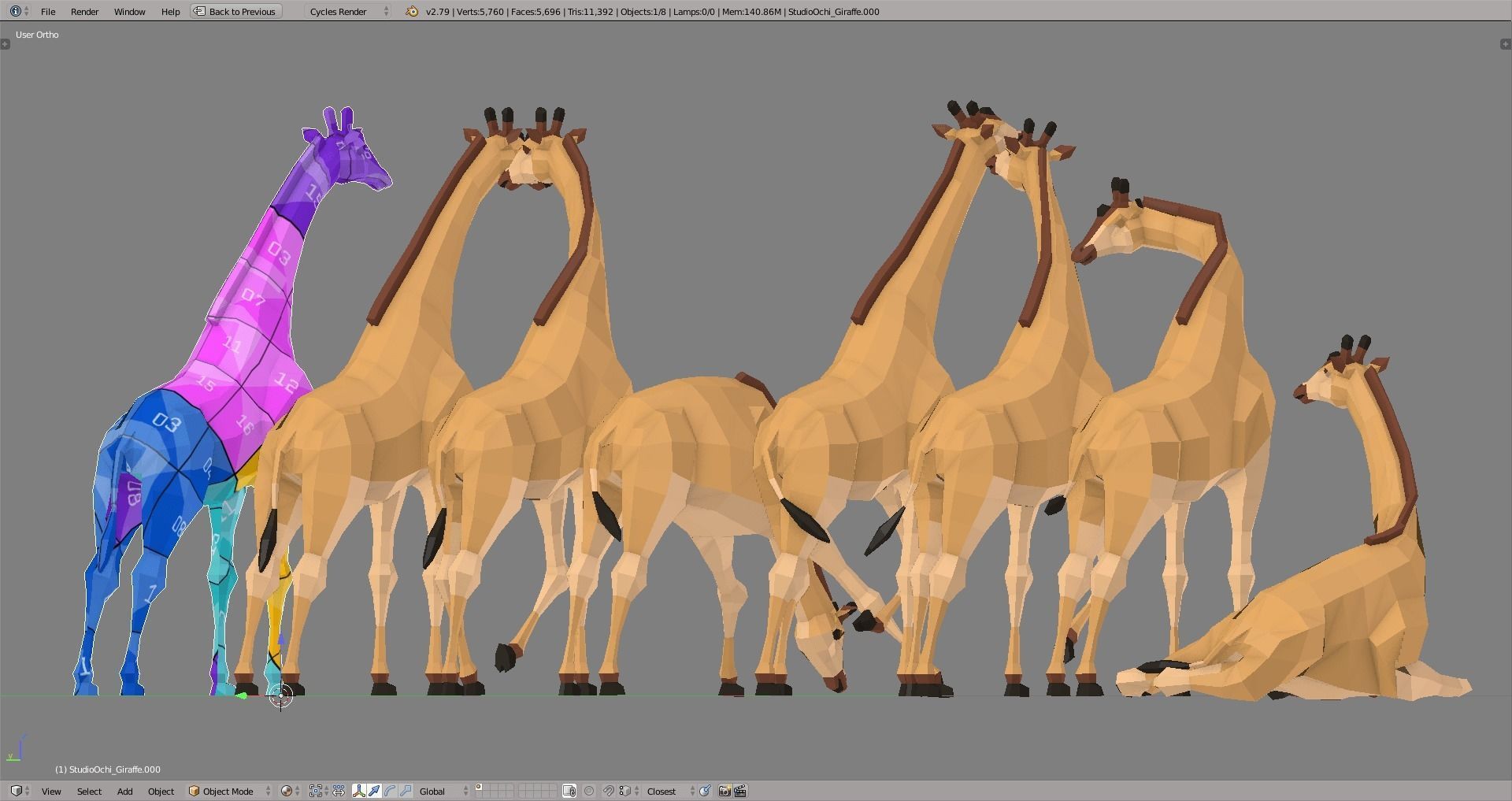 Giraffe Low-poly 3D model_9