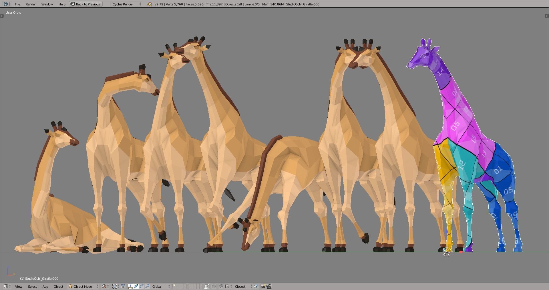 Giraffe Low-poly 3D model_8