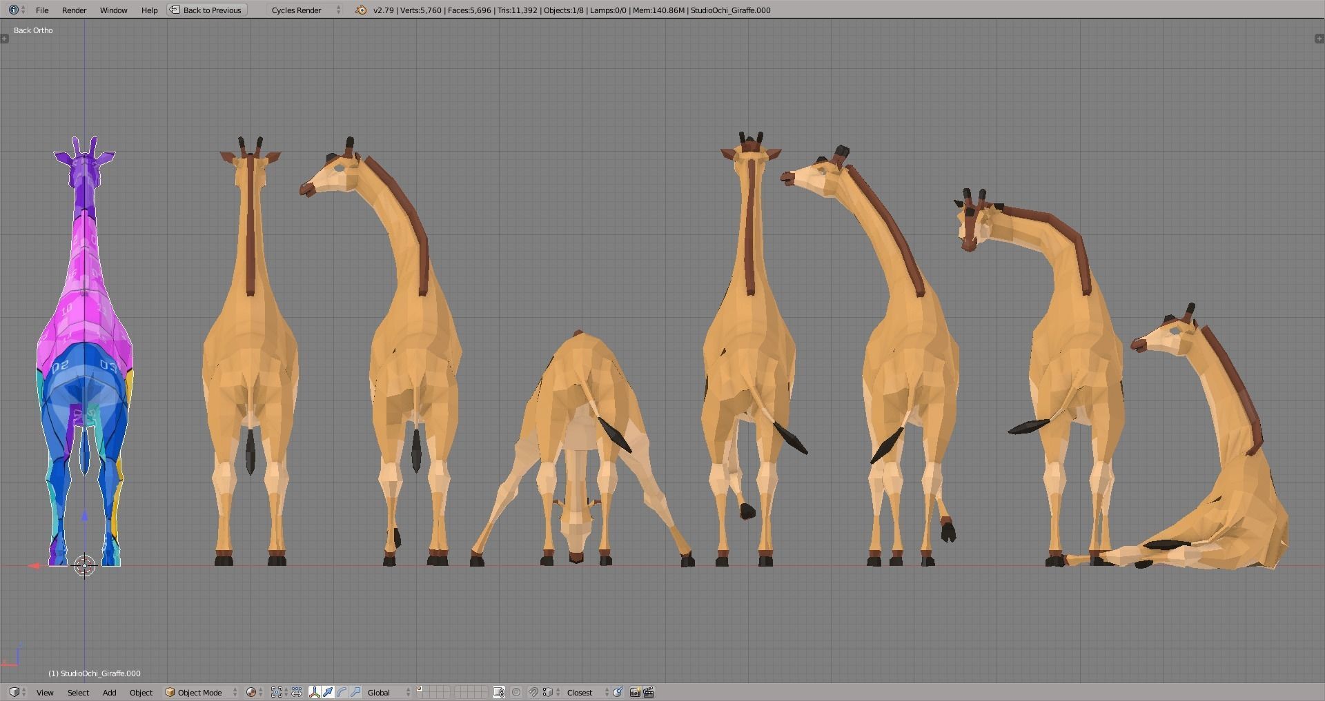 Giraffe Low-poly 3D model_7