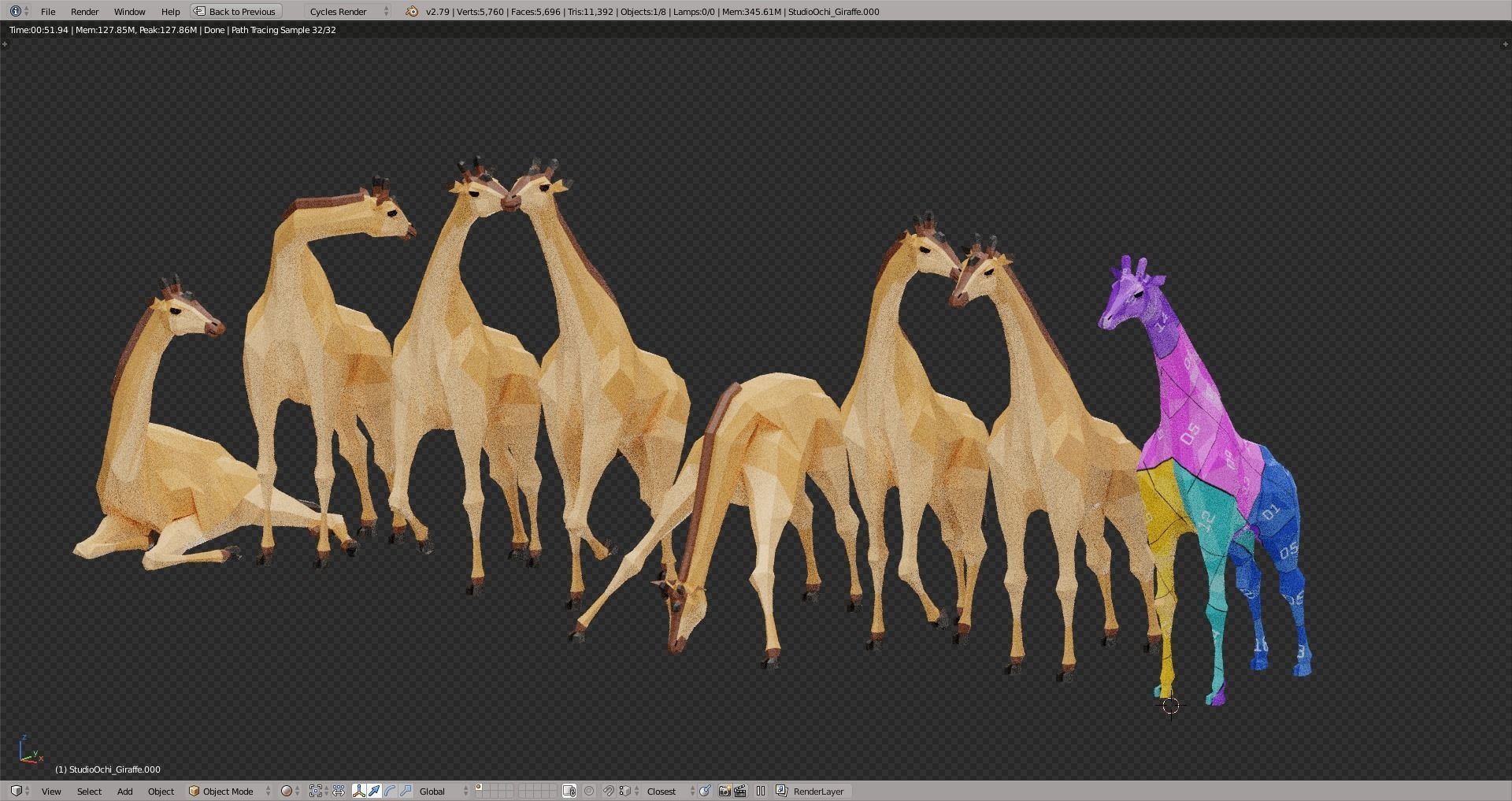 Giraffe Low-poly 3D model_4