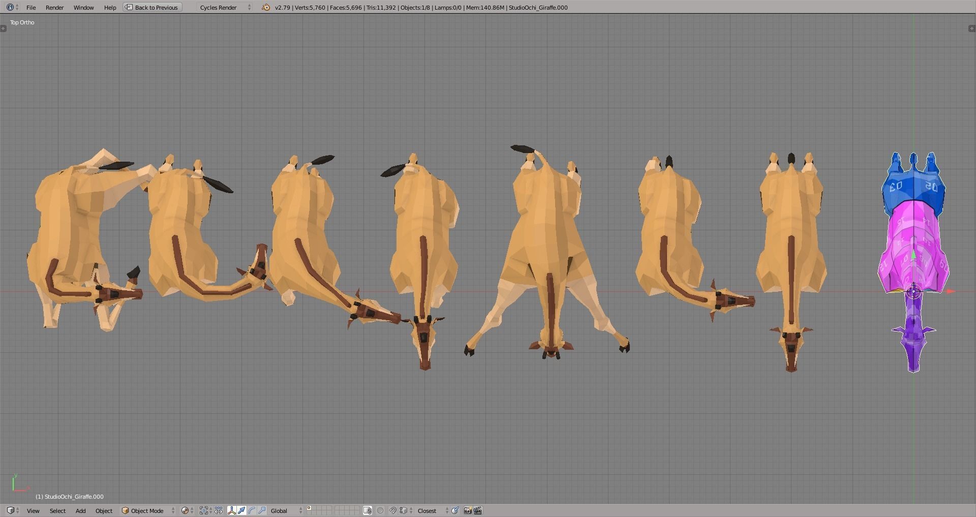 Giraffe Low-poly 3D model_6