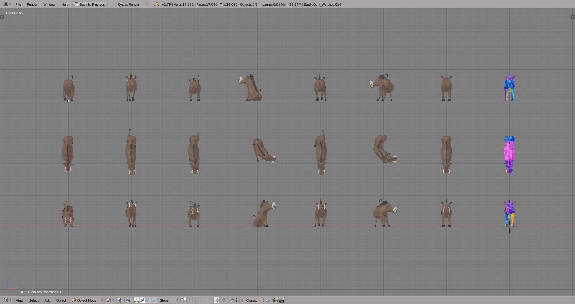 Warthog polygonal Low-poly 3D model_4