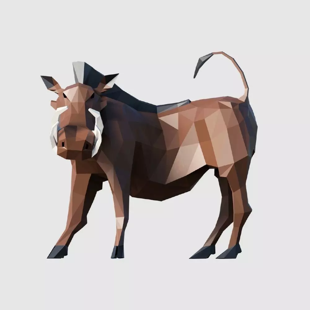 Warthog polygonal Low-poly 3D model_0