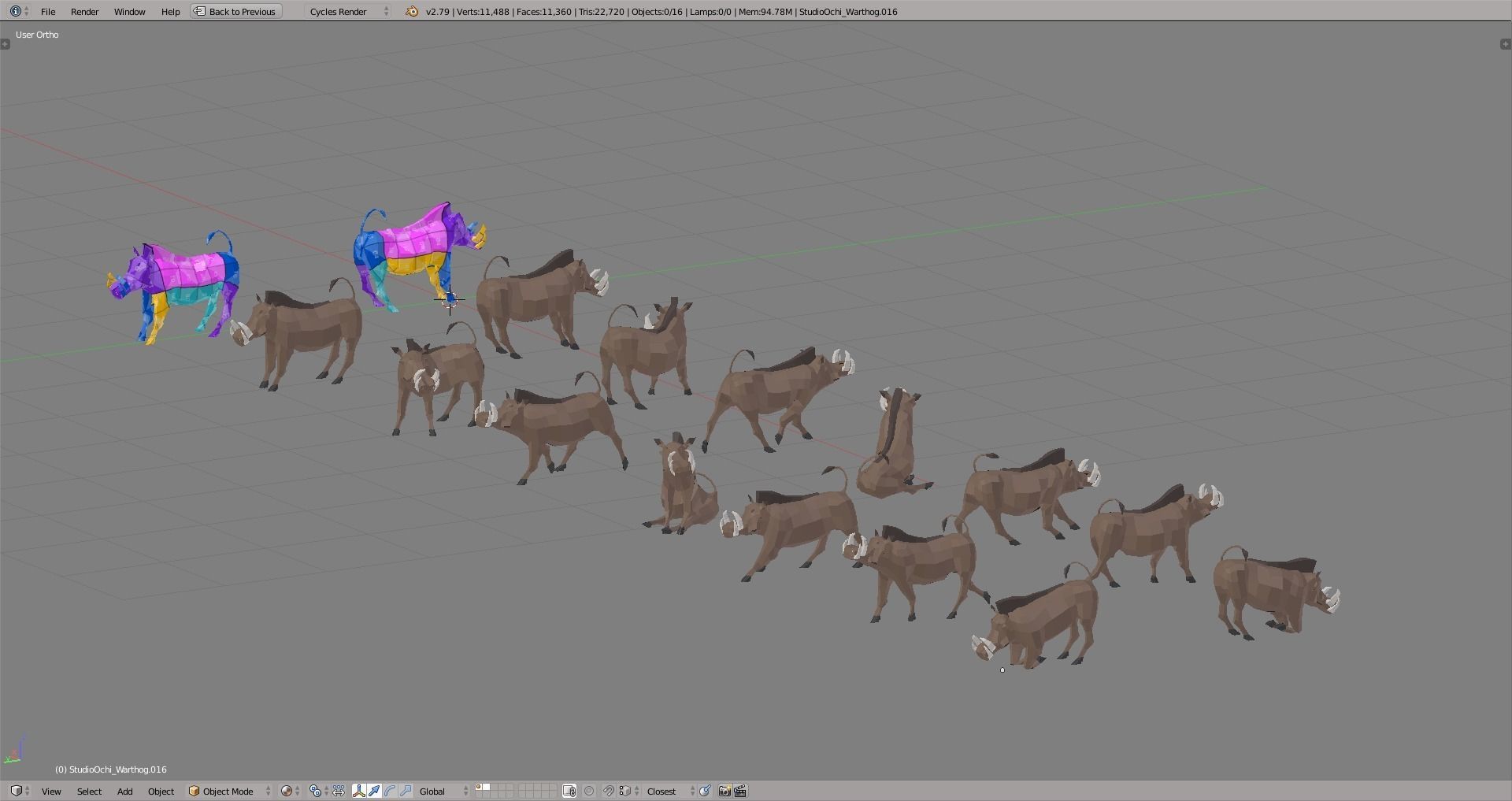 Warthog polygonal Low-poly 3D model_6