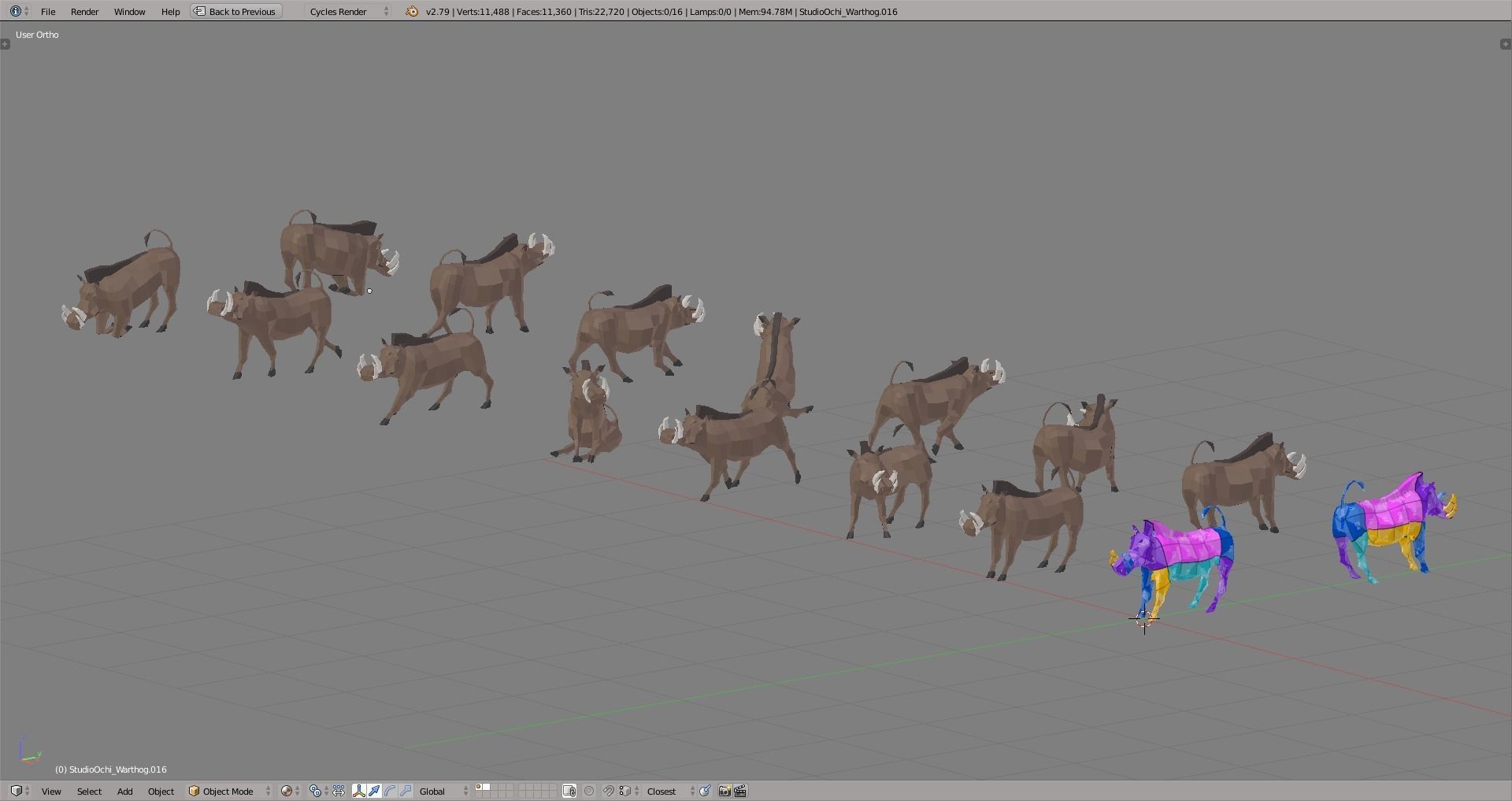 Warthog polygonal Low-poly 3D model_5