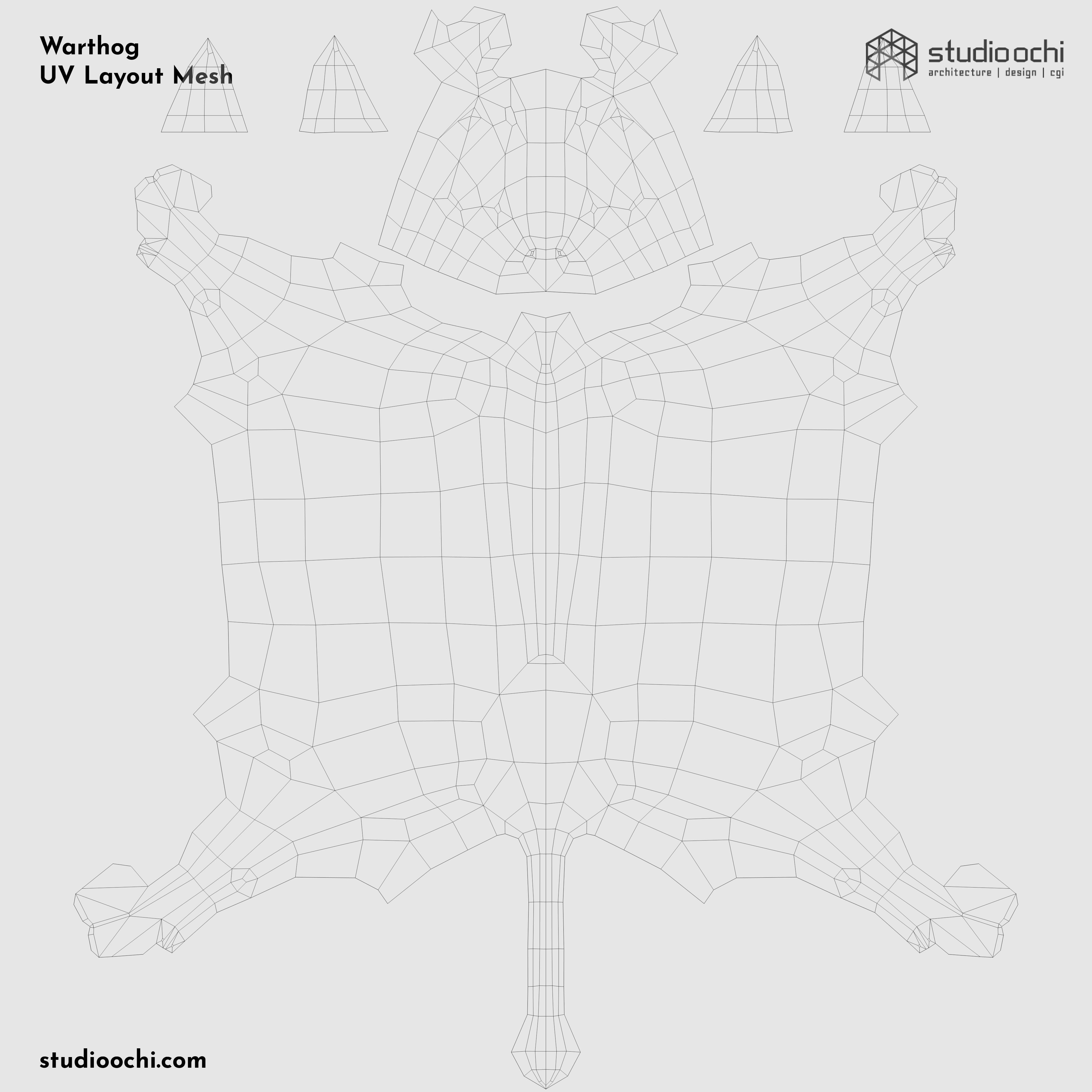 Warthog polygonal Low-poly 3D model_1