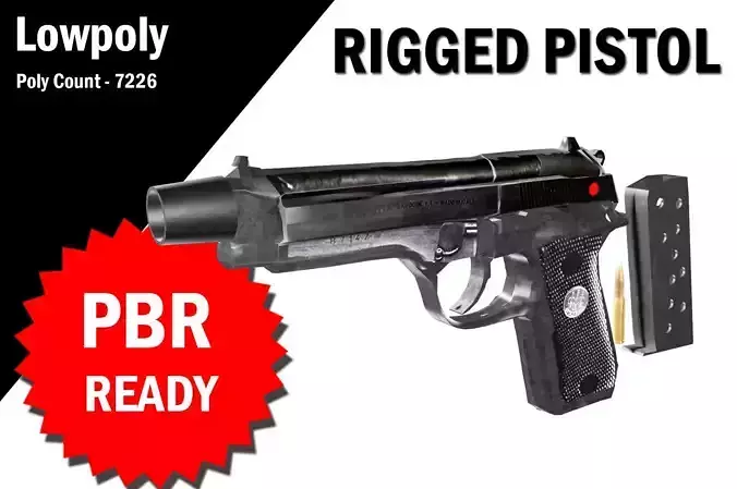 3D Rigged Pistol