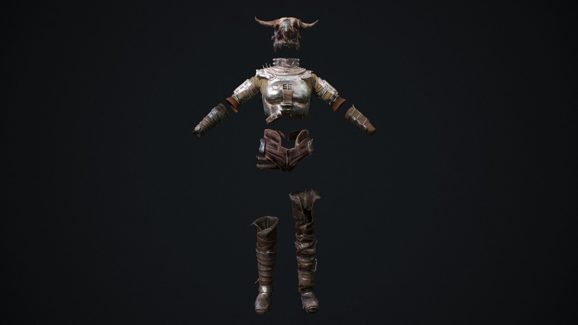 Female set 2 armor Low-poly 3D model_2