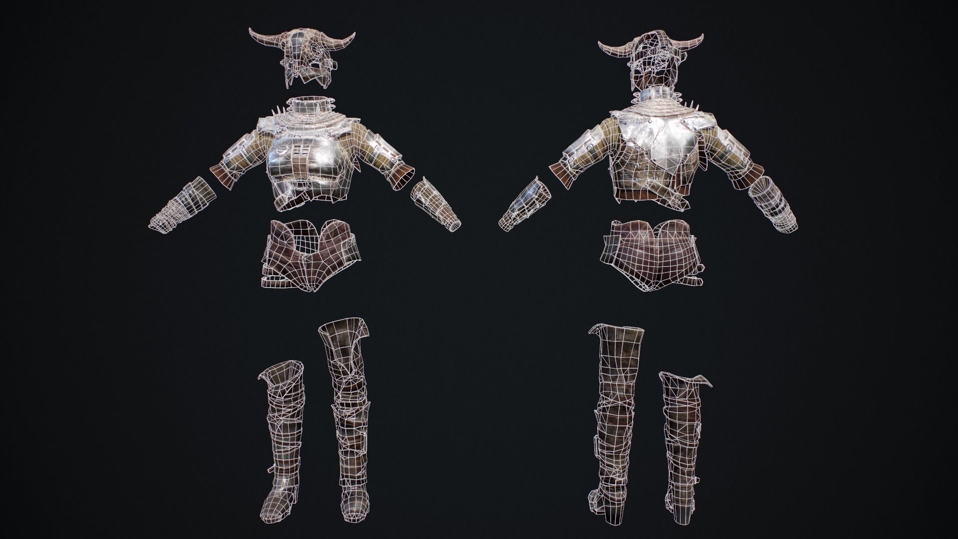 Female set 2 armor Low-poly 3D model_6