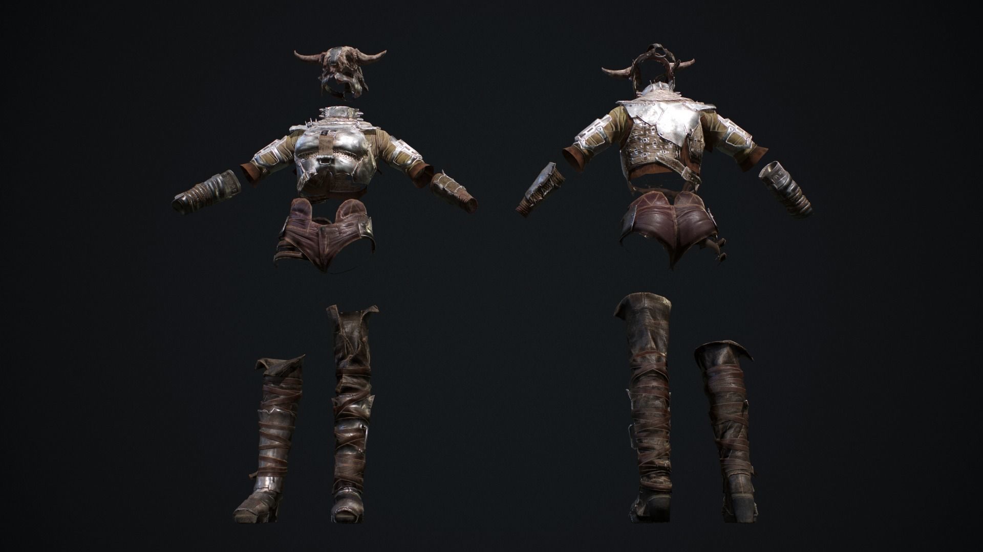 Female set 2 armor Low-poly 3D model_5