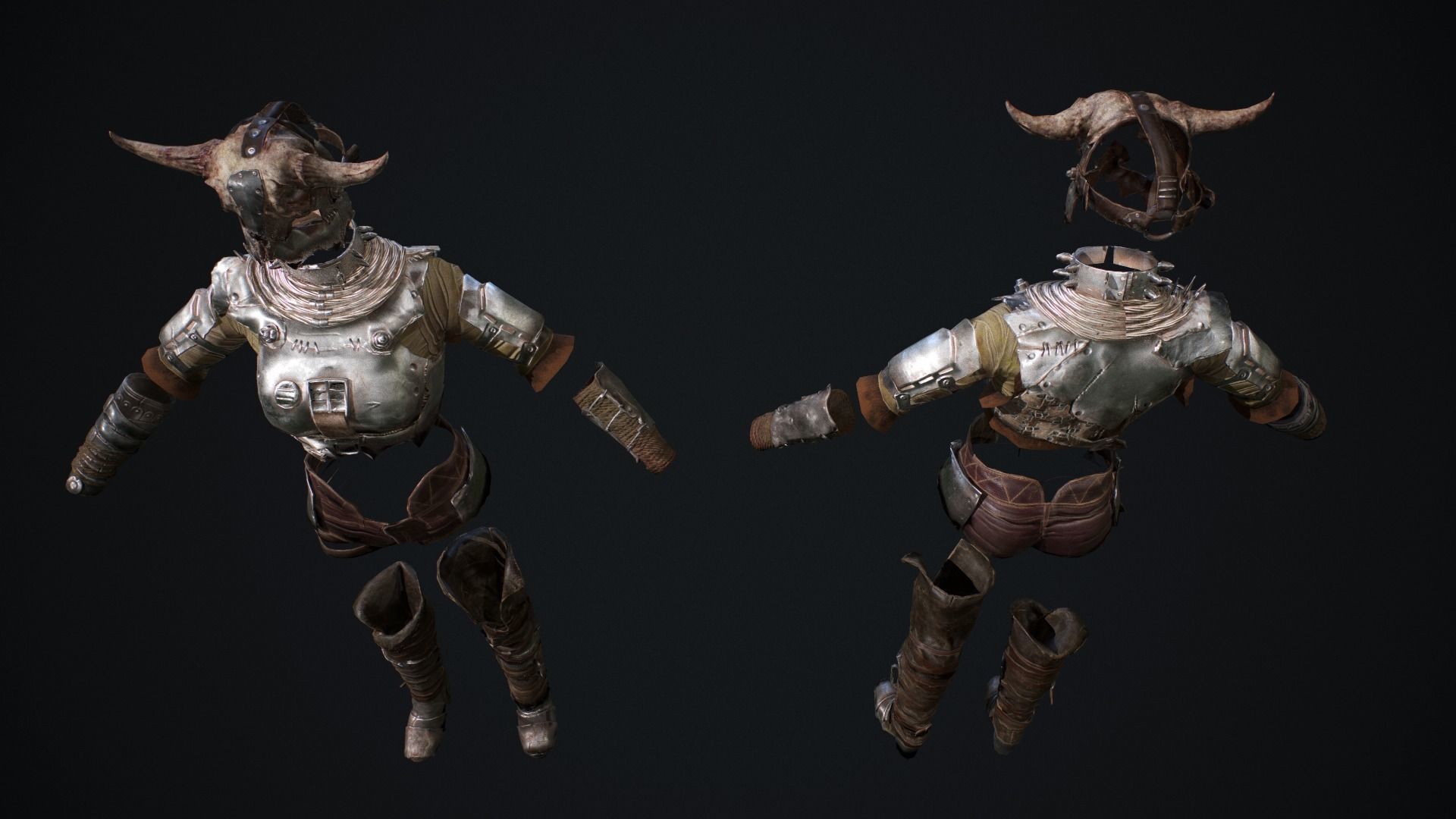 Female set 2 armor Low-poly 3D model_4