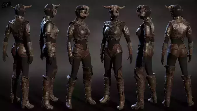 Female set 2 armor Low-poly 3D model Female set 2 armor Low-poly 3D model