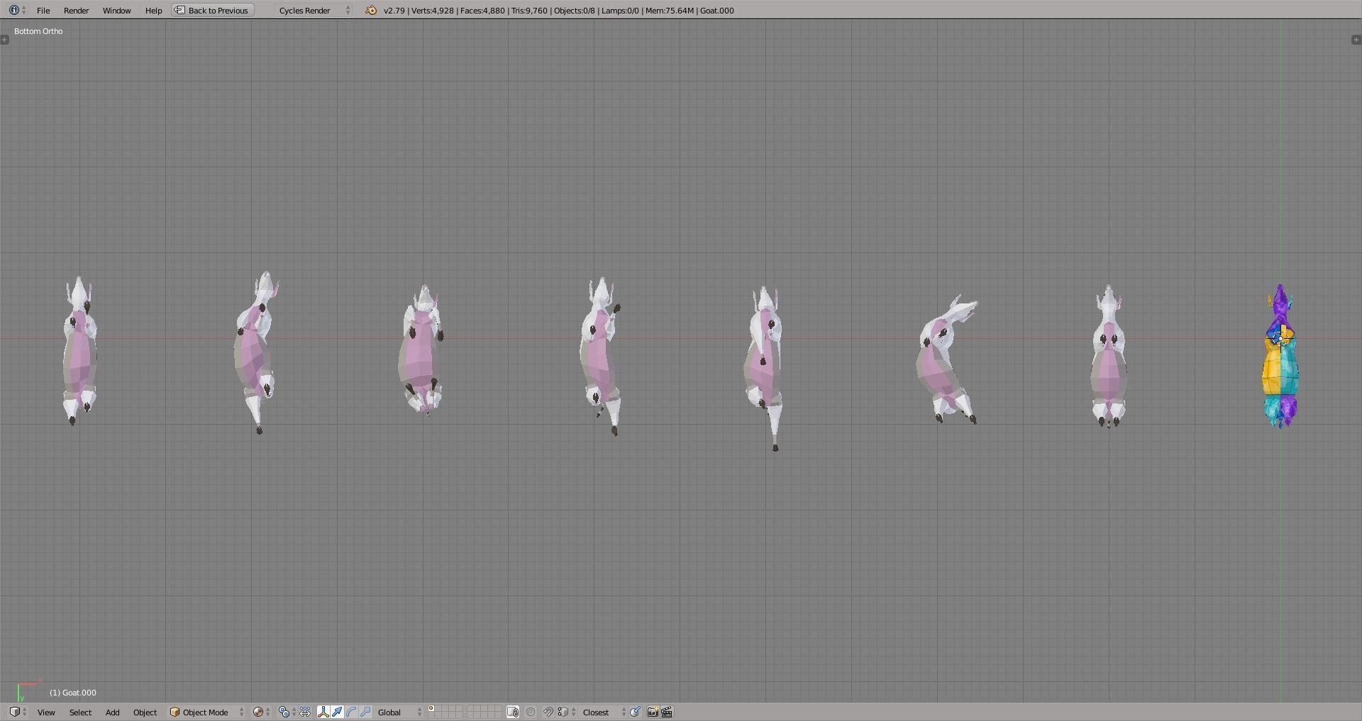 Goats goat in low polygons Low-poly 3D model_7