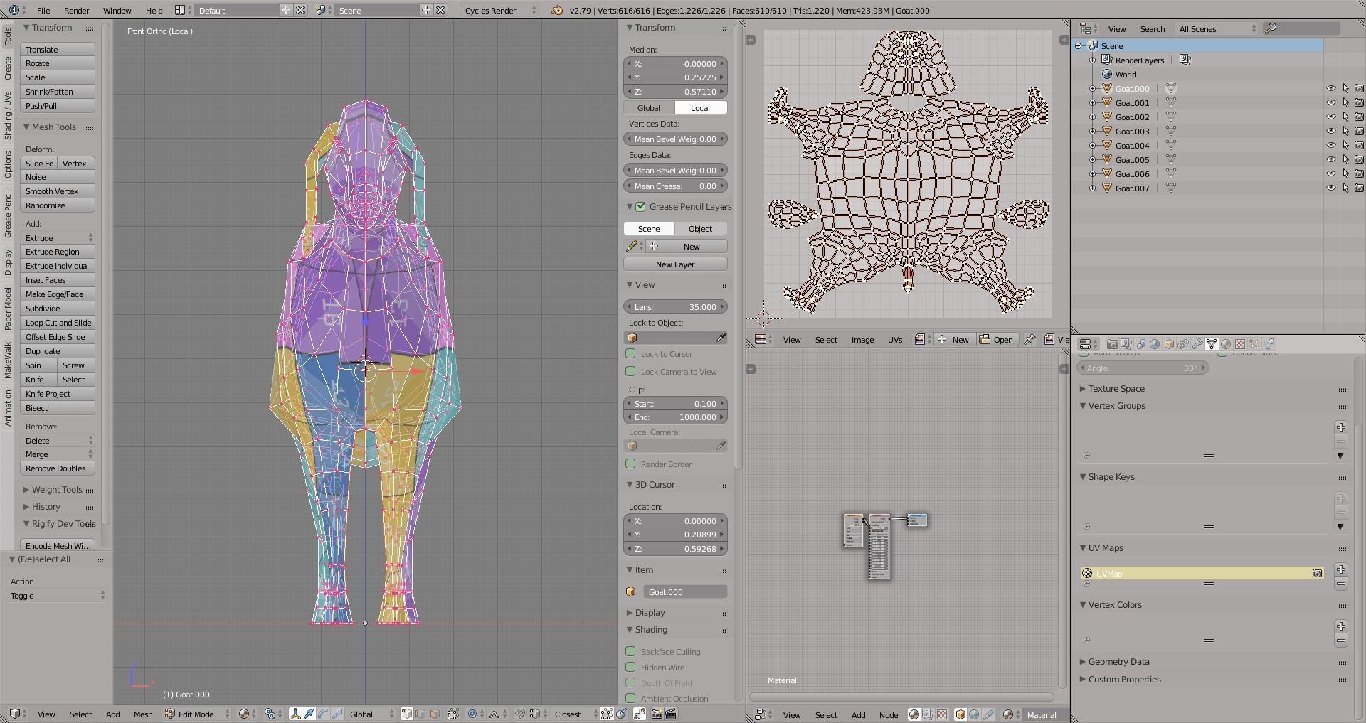 Goats goat in low polygons Low-poly 3D model_2