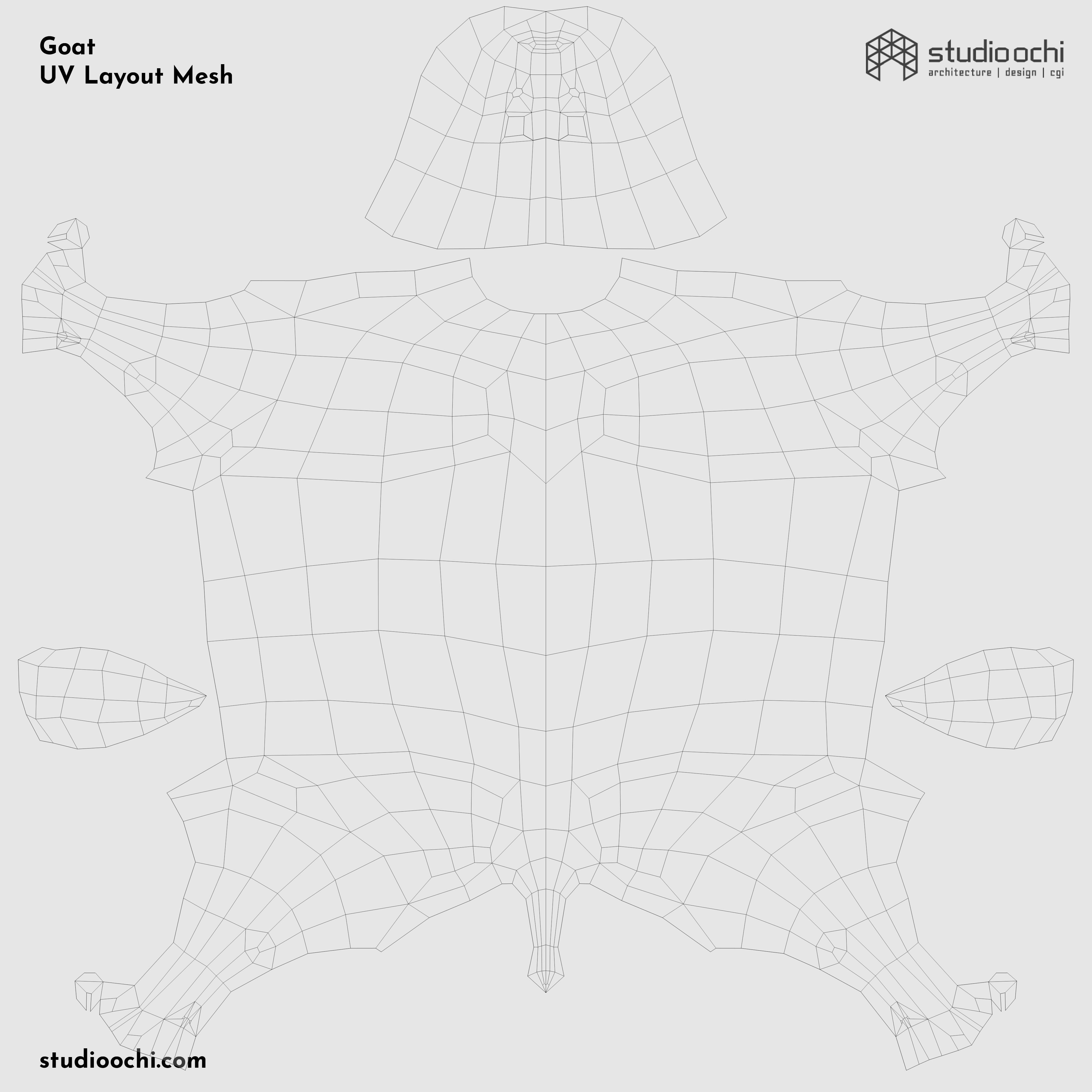 Goats goat in low polygons Low-poly 3D model_1