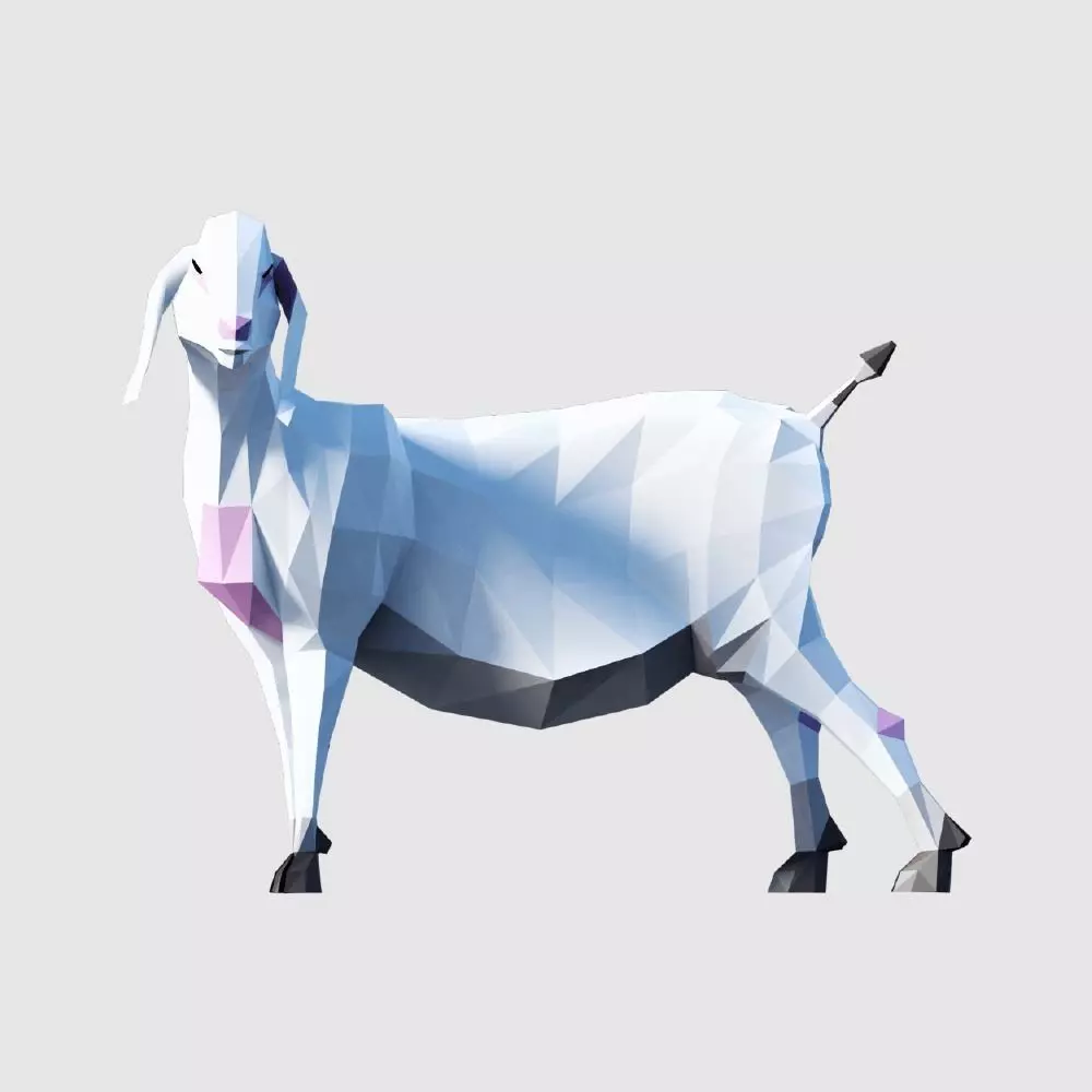 Goats goat in low polygons Low-poly 3D model_0