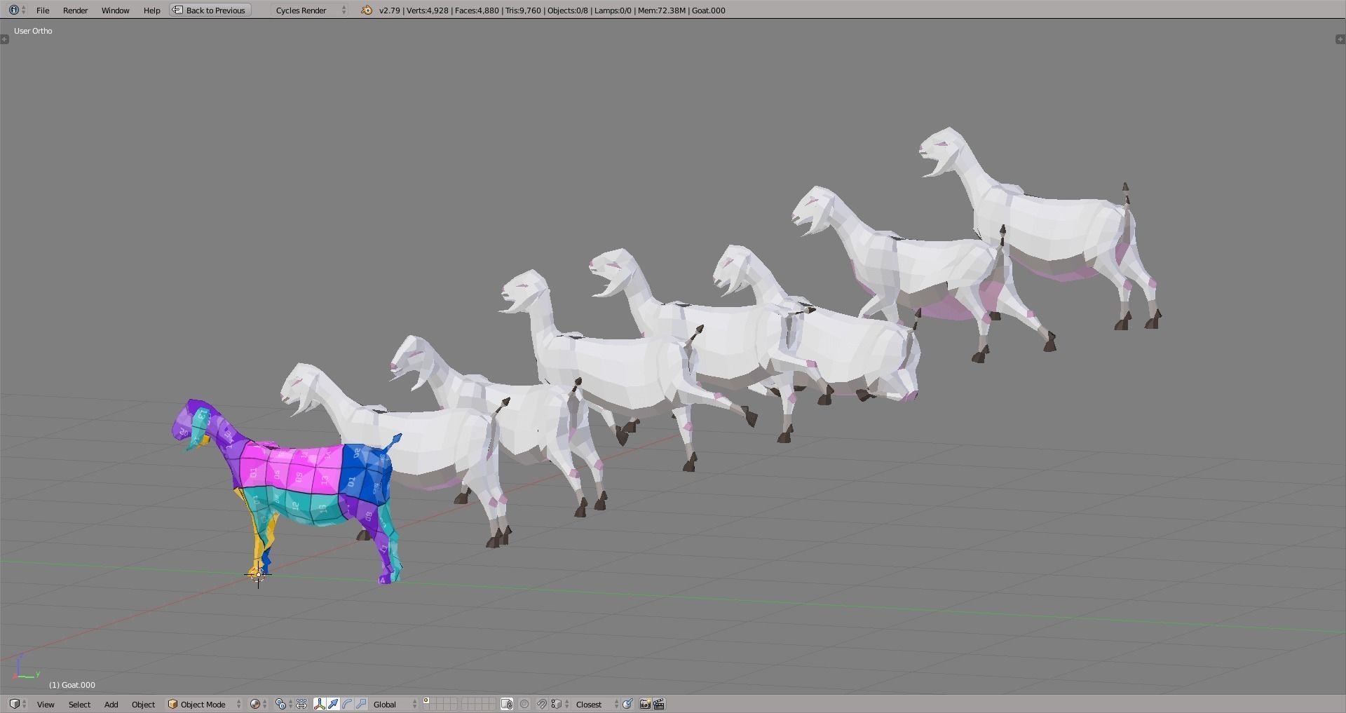 Goats goat in low polygons Low-poly 3D model_6
