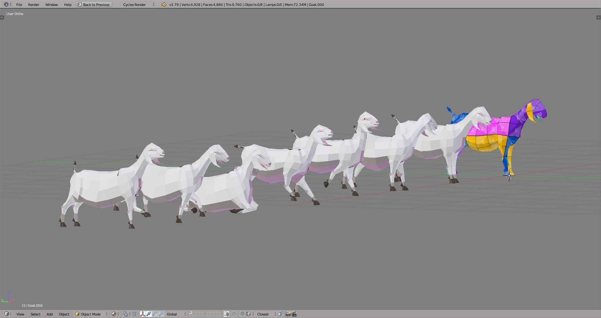 Goats goat in low polygons Low-poly 3D model_4