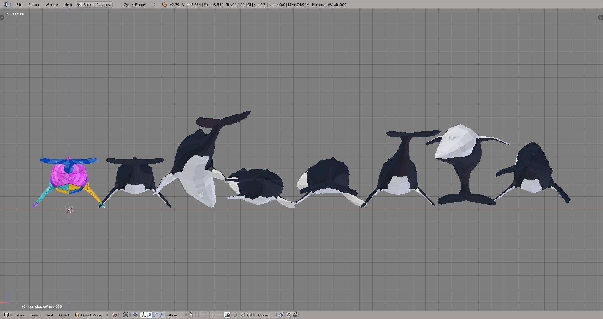 Humpback Whale Low-poly 3D model_8