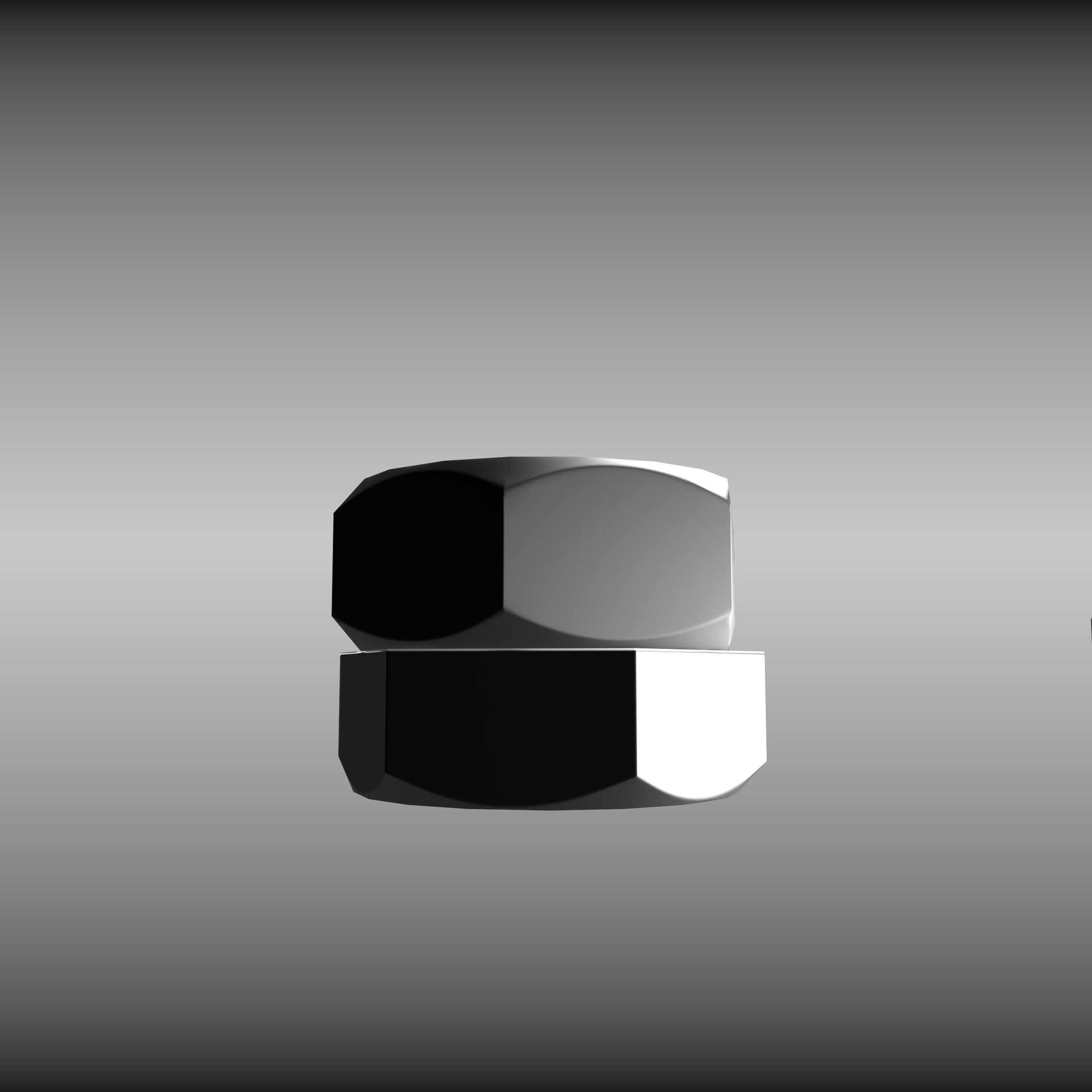 Low-Poly Nut and Bolt in Wall Low-poly 3D model_5