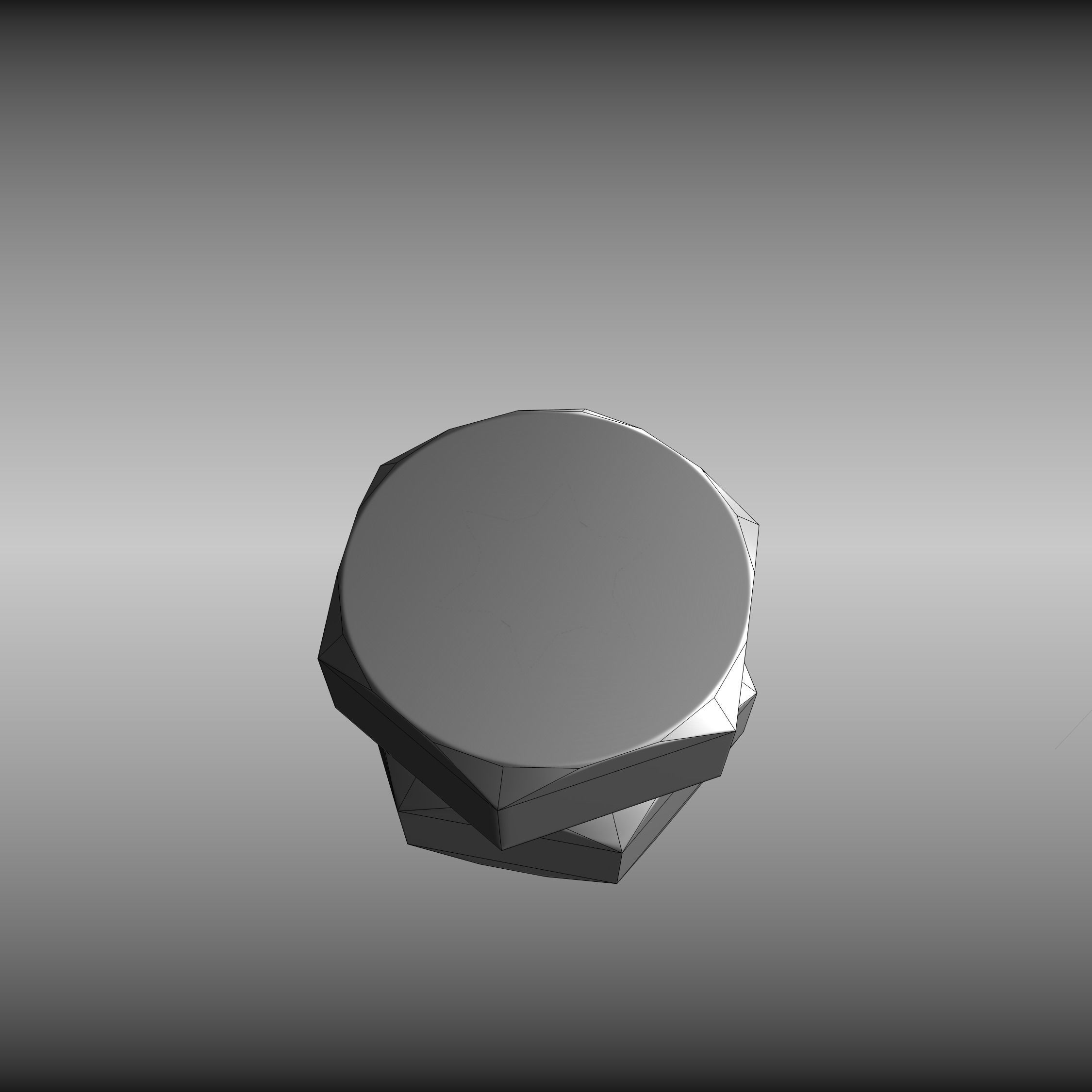 Low-Poly Nut and Bolt in Wall Low-poly 3D model_34