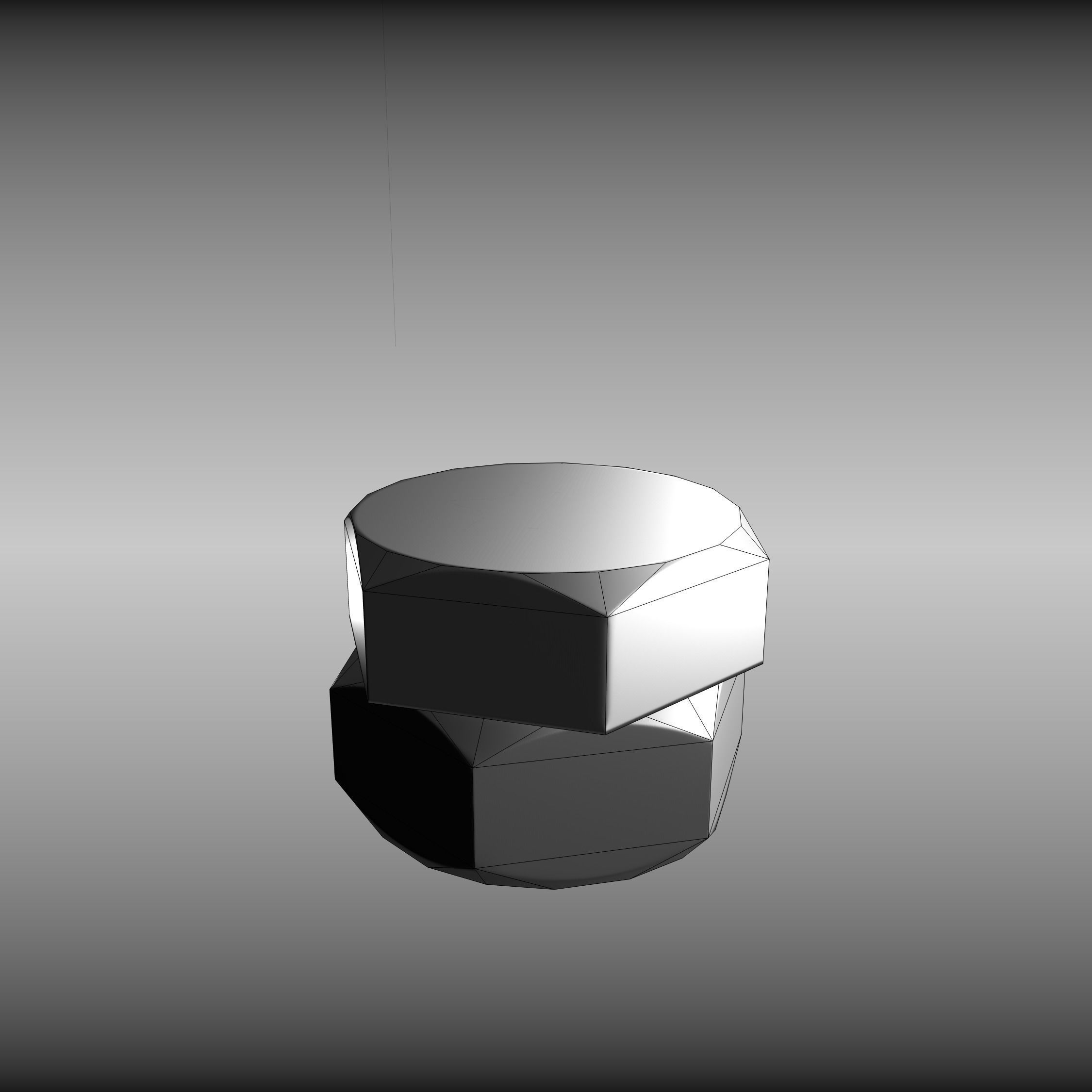 Low-Poly Nut and Bolt in Wall Low-poly 3D model_44