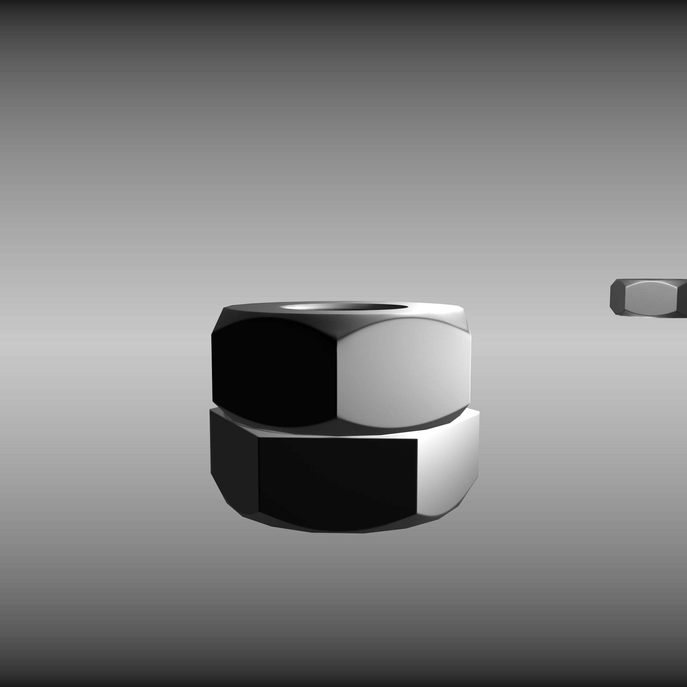 Low-Poly Nut and Bolt in Wall Low-poly 3D model_2