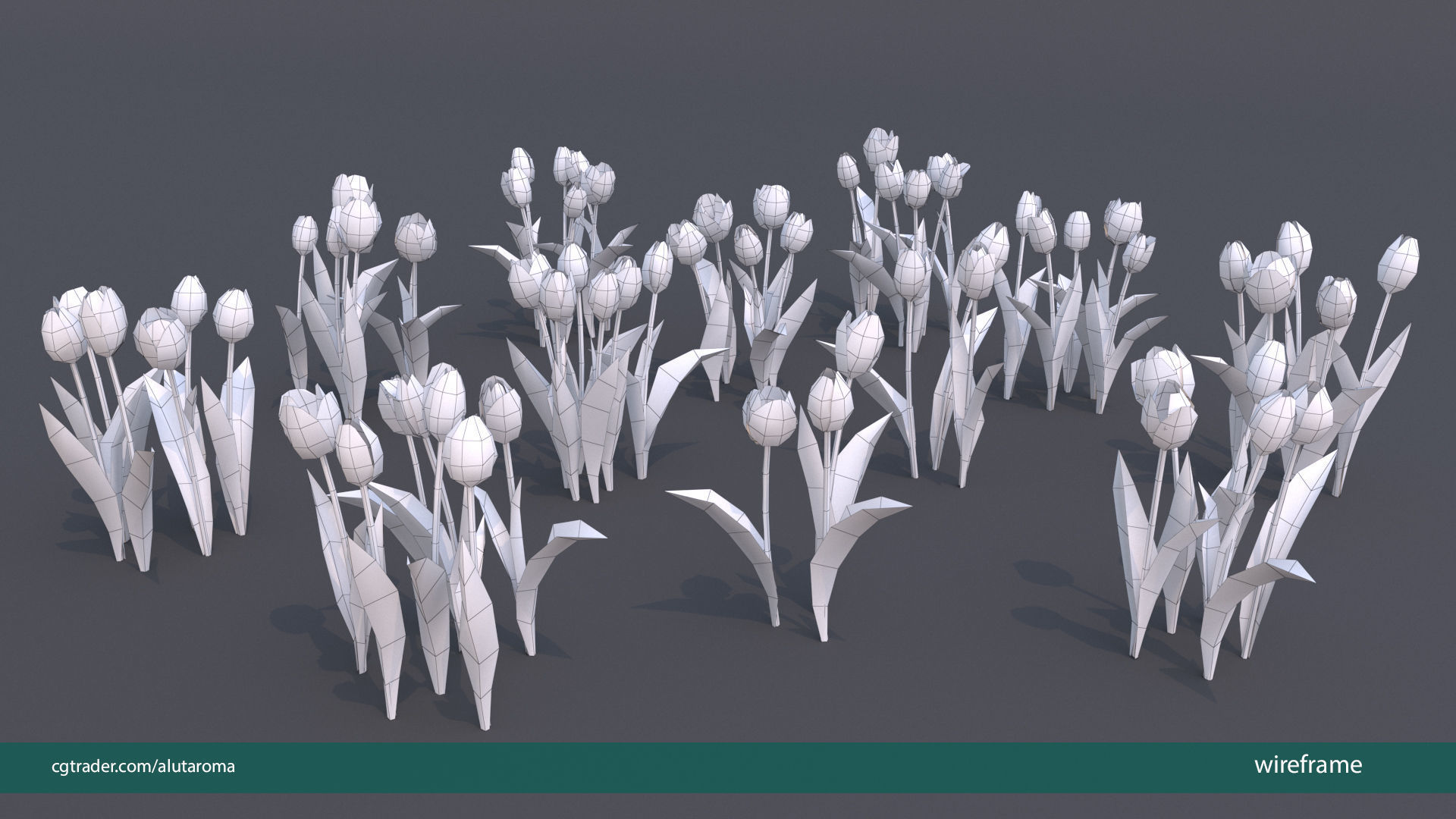 Tulips very LOW POLY detailed textures 63 variations  Low-poly 3D model_9