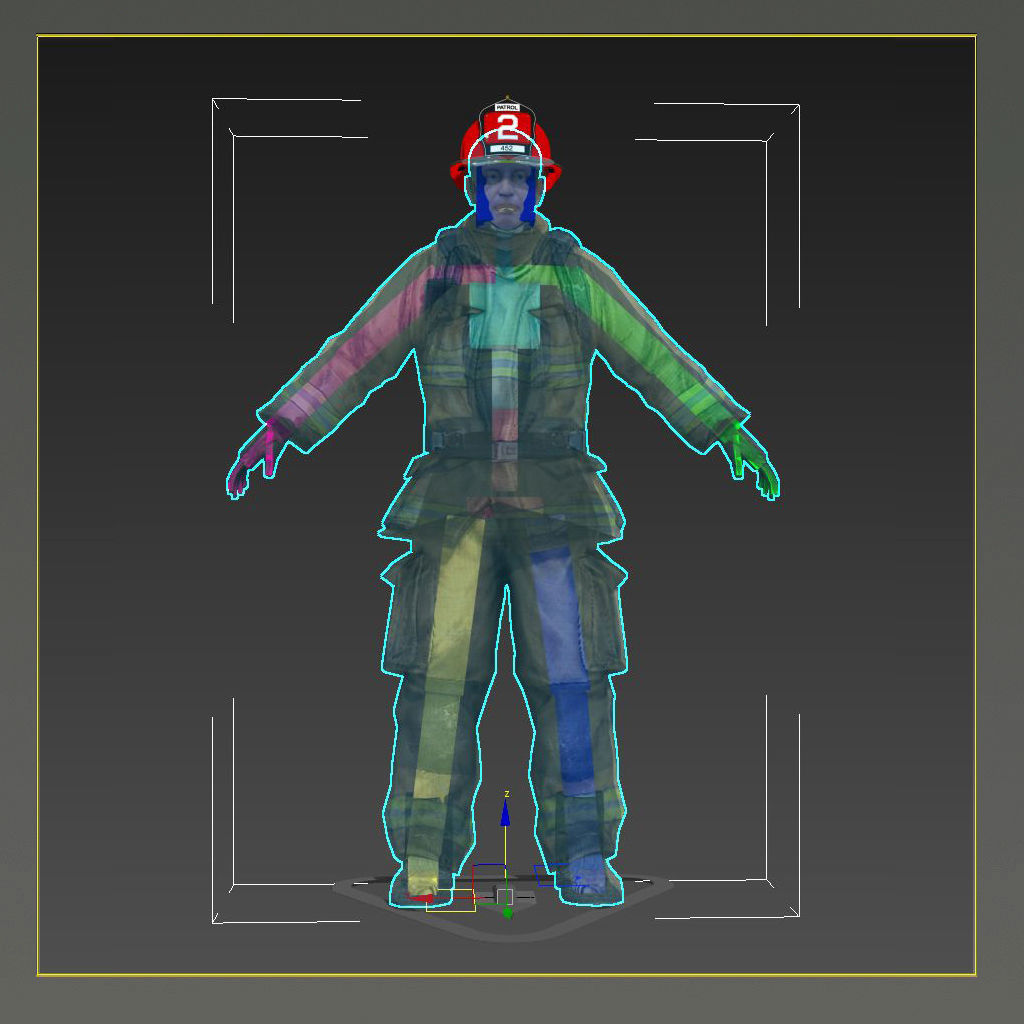Firefighter of NY Rigged Character  Low-poly 3D model_1