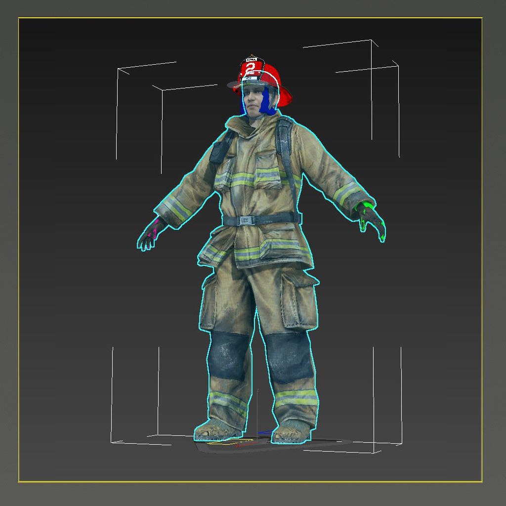 Firefighter of NY Rigged Character  Low-poly 3D model_2