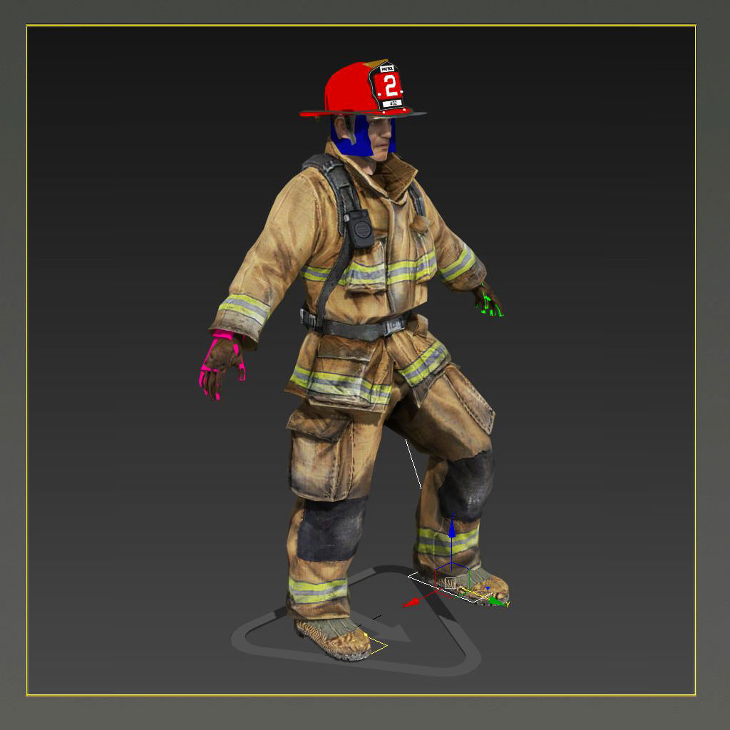 Firefighter of NY Rigged Character  Low-poly 3D model_6