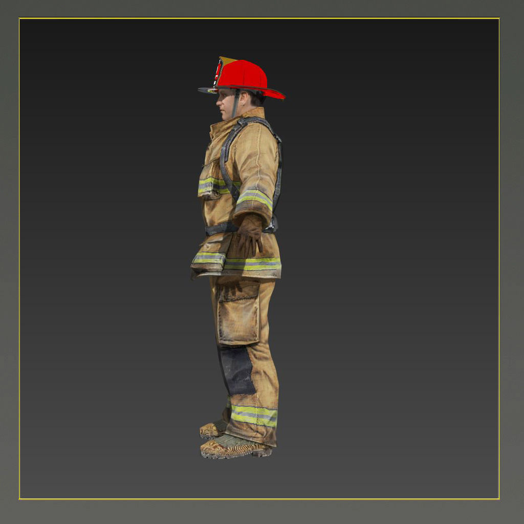 Firefighter of NY Rigged Character  Low-poly 3D model_4